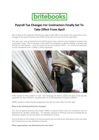 Payroll Tax Changes For Contractors Finally Set To Take Effect From April