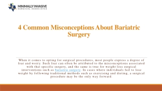 4 Common Misconceptions About Bariatric Surgery