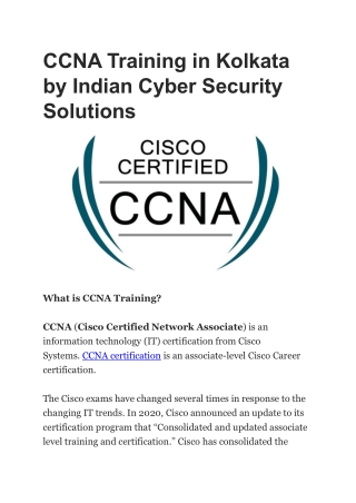 Ccna training in kolkata by Indian cyber Security Solution