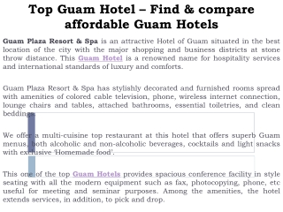 Top Guam Hotel – Find & compare affordable Guam Hotels