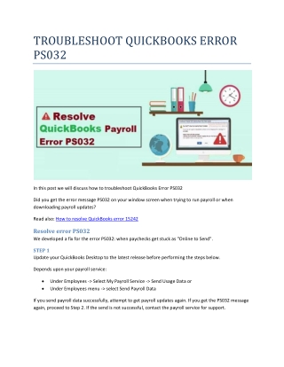 TROUBLESHOOT QUICKBOOKS ERROR PS032