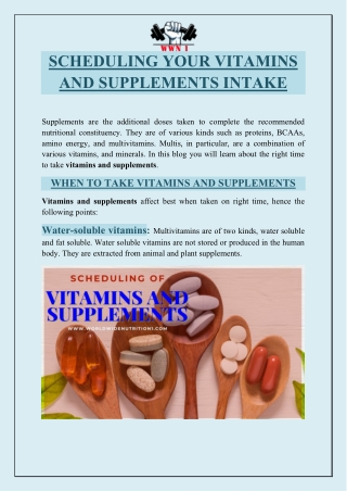 SCHEDULING YOUR VITAMINS AND SUPPLEMENTS INTAKE