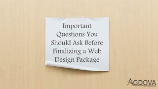Important Questions You Should Ask Before Finalizing a Web Design Package