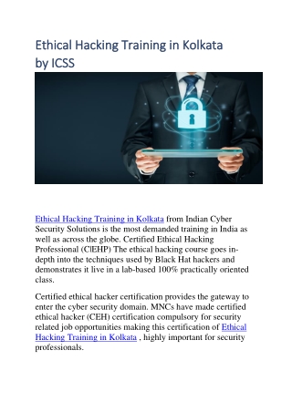 Ethical Hacking Training in Kolkata