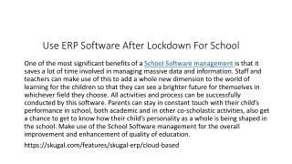 Use ERP Software After Lockdown For School