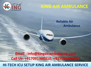 Take Immediate Air Ambulance Services in Bhopal and Bangalore by King