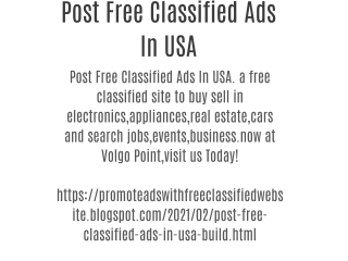 Post Free Classified Ads In USA