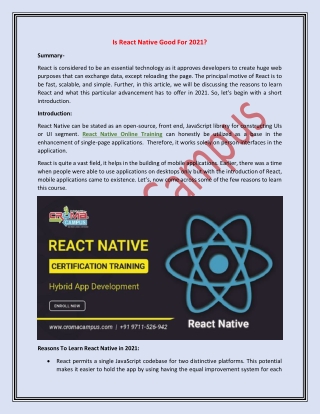 Is React Native Good For 2021?