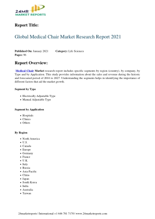 Medical Chair Market Research Report 2021