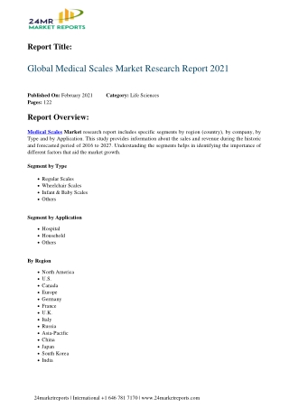 Medical Scales Market Research Report 2021