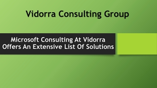 Microsoft Consulting At Vidorra Offers An Extensive List Of Solutions