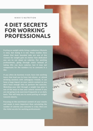 4 Diet Secrets for Working Professionals