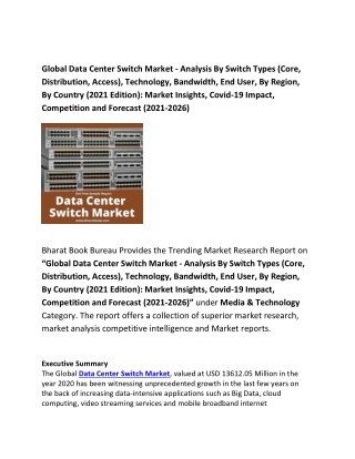 Global Data Center Switch Market Analysis By Switch Types Forecast 2021-2026