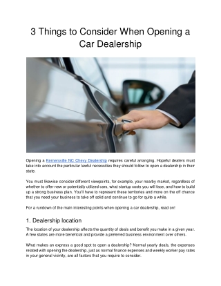 3 Things to Consider When Opening a Car Dealership