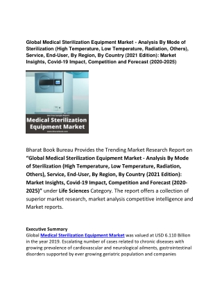 Global Medical Sterilization Equipment Market Analysis By Switch Types Forecast 2020-2025