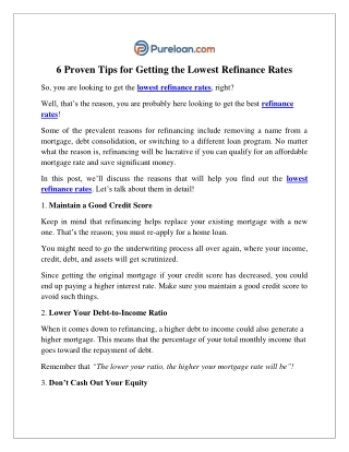 6 Proven Tips for Getting the Lowest Refinance Rates