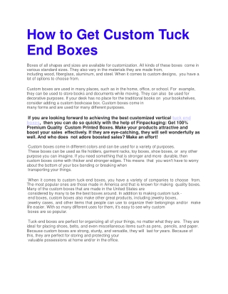 Custom Tuck End BOXES