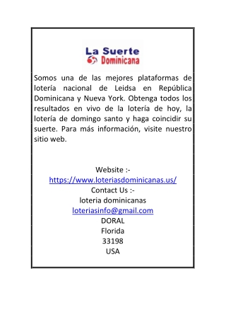 conozca la loteria dominicana de hoy