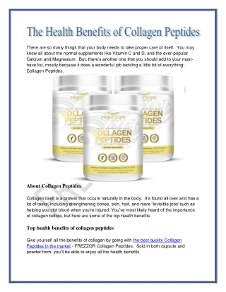 The Health Benefits of Collagen Peptides