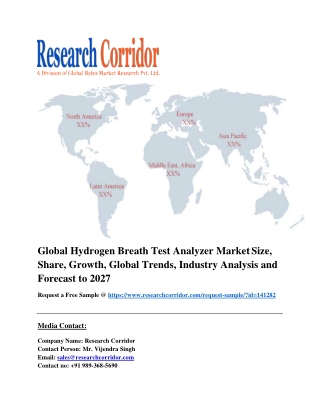 Global Hydrogen Breath Test Analyzer Market Size, Share, Growth, Global Trends, Industry Analysis and Forecast to 2027