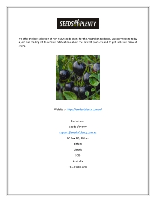 Order Seeds Online in Australia | Seeds Of Plenty