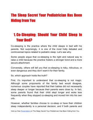The Sleep Secret Your Pediatrician Has Been Hiding from You