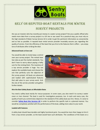 Rely on Reputed Boat Rentals for Water Survey Projects