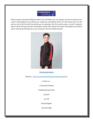 Personalised jackets | Customised Clothing