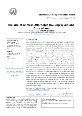 The Rise of Crimein Affordable Housing in Suburbs, Case of Iran