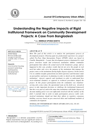 Understanding the Negative Impacts of Rigid Instituional Framework on Community Development Projects: A Case From Bangla