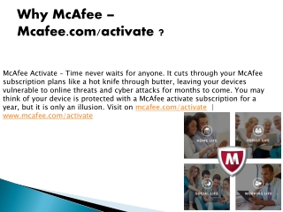 Why McAfee – Mcafee.com/activate ?   Why Mcafee com activate