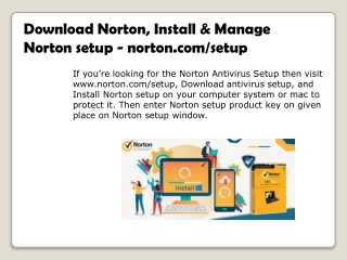 Download Norton, Install & Manage Norton setup - norton.com/setup