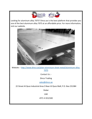 Aluminium Alloy 7075 | Dinco.ae