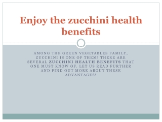 zucchini health benefits