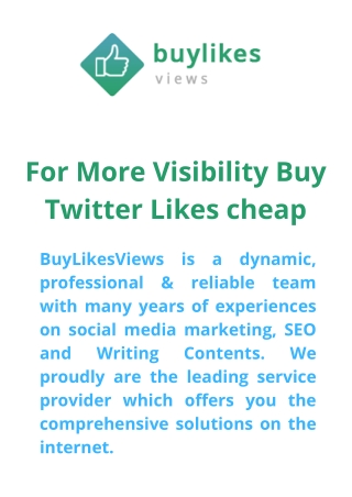For More Visibility Buy Twitter Like Cheap
