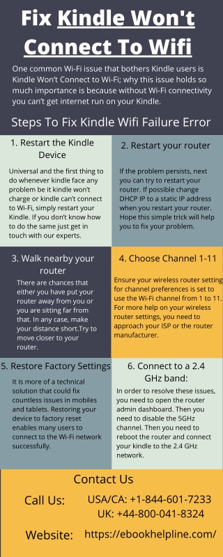 Guide To Fix Kindle Not Connecting To Wifi Error | Call  1–844-601-7233