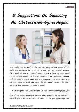 8 Suggestions On Selecting An Obstetrician-Gynecologist