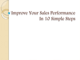 Natalie Dipiero - Improve Your Sales Performance In just 10 Simple Steps