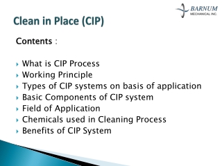 Clean in Place(CIP) Process Systems | Loomis - Barnummech USA