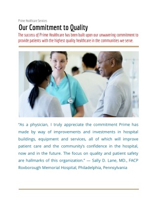 Quality of care is our highest priority | Prime Healthcare Services