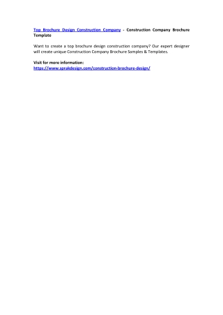 Top Brochure Design Construction Company - Construction Company Brochure Template