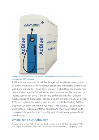 Where You Can Buy Adblue in South Africa- Airnox Pty Ltd