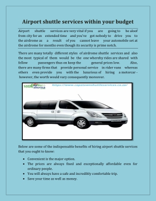 Airport shuttle services within your budget