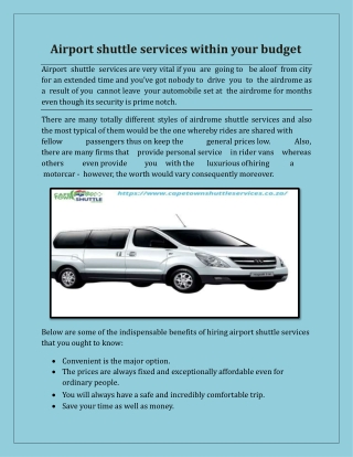 Airport shuttle services within your budget