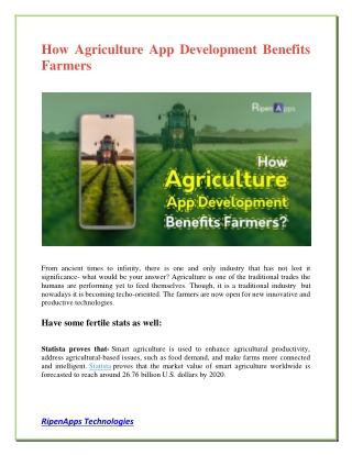 How Agriculture App Development Benefits Farmers