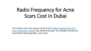 Radio Frequency for Acne Scars Cost in Dubai