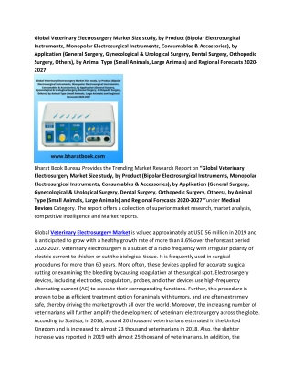 Global Veterinary Electrosurgery Market Regional Forecasts 2020-2027