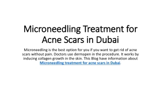 microneedling treatment for acne scars in dubai