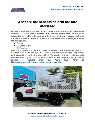 What are the benefits of local ute hire services?