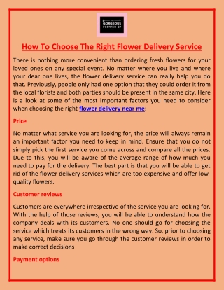 How To Choose The Right Flower Delivery Service